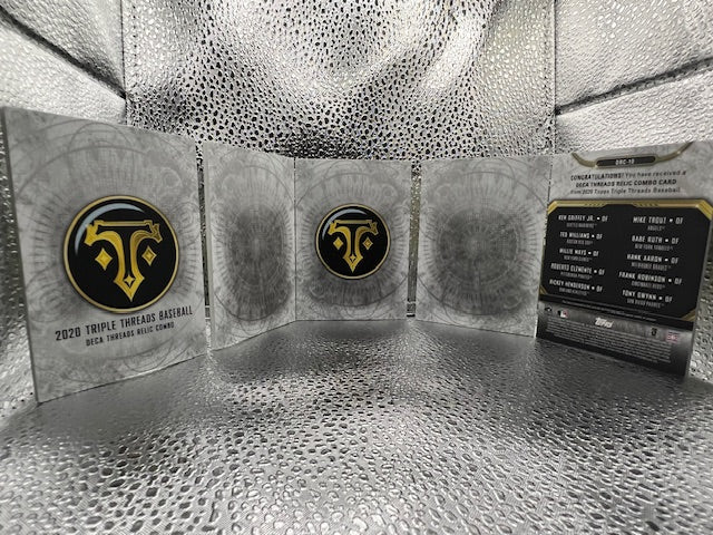 Topps Triple Threads Griffey/Williams/Mays/Clemente/Henderson/Trout/Ruth/Aaron/Robinson/Gwynn Leaf Game-Used Memorabilia 3/5