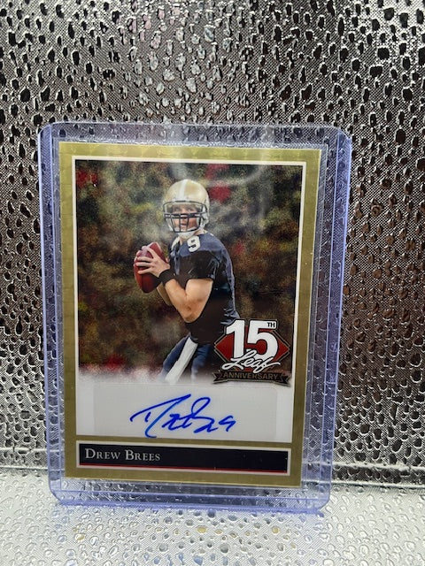 Drew Brees Leaf 15th Anniversary Gold Vinyl Auto 1/1