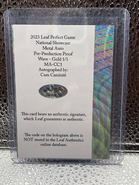 Cam Caminiti Leaf Metal Auto Pre-production proof Gold Wave 1/1
