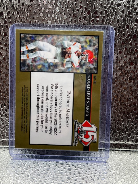 Patrick Mahomes Leaf 15th Anniversary Gold Leaf Stars 5/6