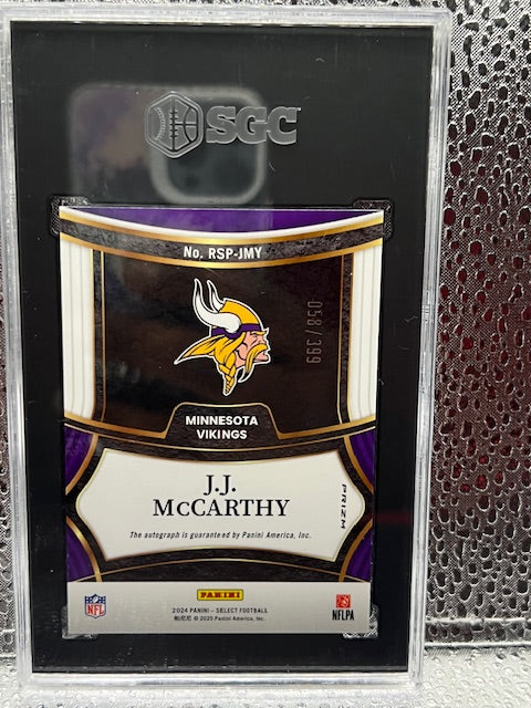 JJ McCarthy Panini Select Rookie Signatures 58/399 SGC 9.5 Card Auto 10