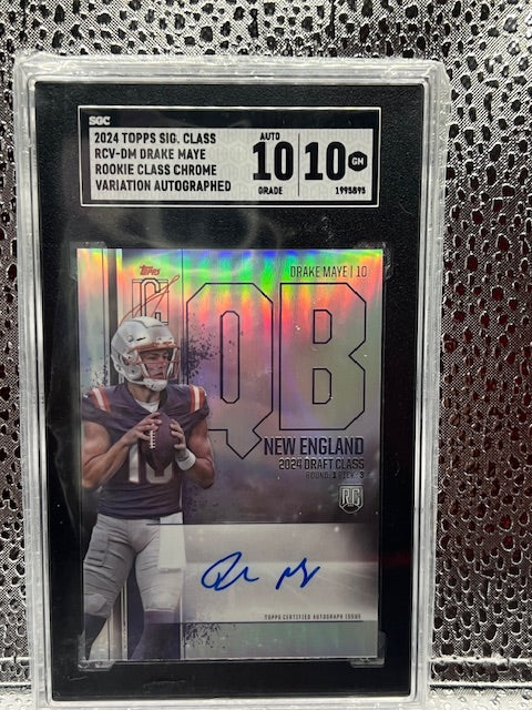 Drake Maye Topps Signature Class Chrome Auto SGC 10 Auto 10