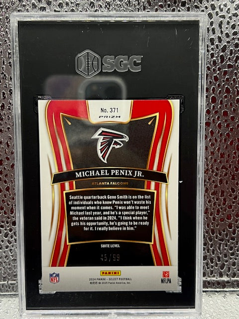 Michael Penix, Jr. Panini Select Suite Level Blue Prizm 45/99 SGC 9.5