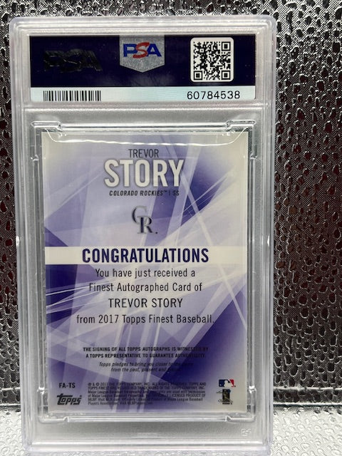 Trevor Story 2017 Topps Finest Auto Green Refractor 12/99 PSA 10