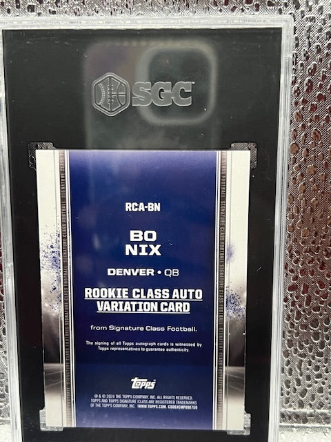 Bo Nix Topps Signature Class Rookie Auto SGC 9