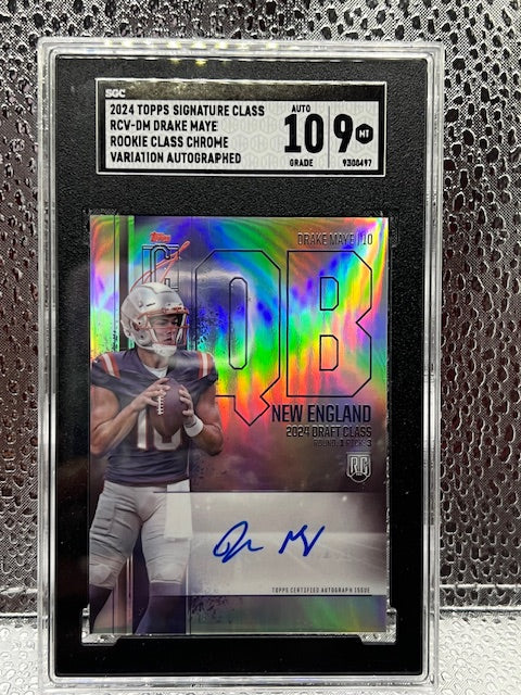 Drake Maye Topps Signature Class Chrome Auto SGC 9 Auto 10