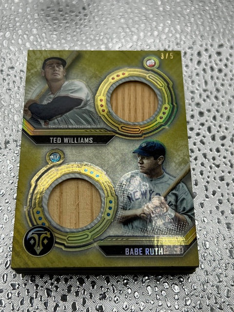 Topps Triple Threads Griffey/Williams/Mays/Clemente/Henderson/Trout/Ruth/Aaron/Robinson/Gwynn Leaf Game-Used Memorabilia 3/5