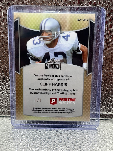 Cliff Harris Leaf Metal Pristine Auction Gold Auto 1/1