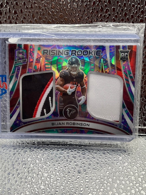 Bijan Robinson Panini Spectra Rising Rookie Psychadelic Dual Patch 3/5