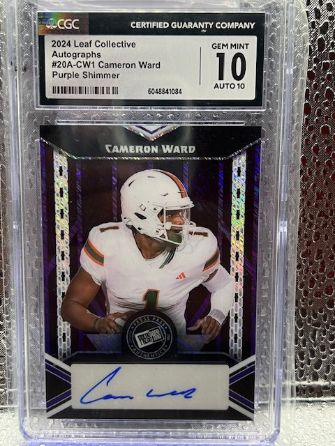 Cameron Ward 2024 Leaf Collective Autographs Purple Shimmer Auto 6/7 CGC 10