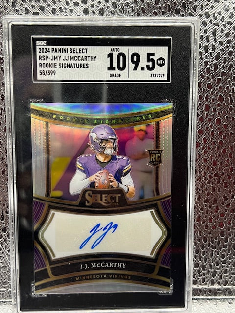 JJ McCarthy Panini Select Rookie Signatures 58/399 SGC 9.5 Card Auto 10